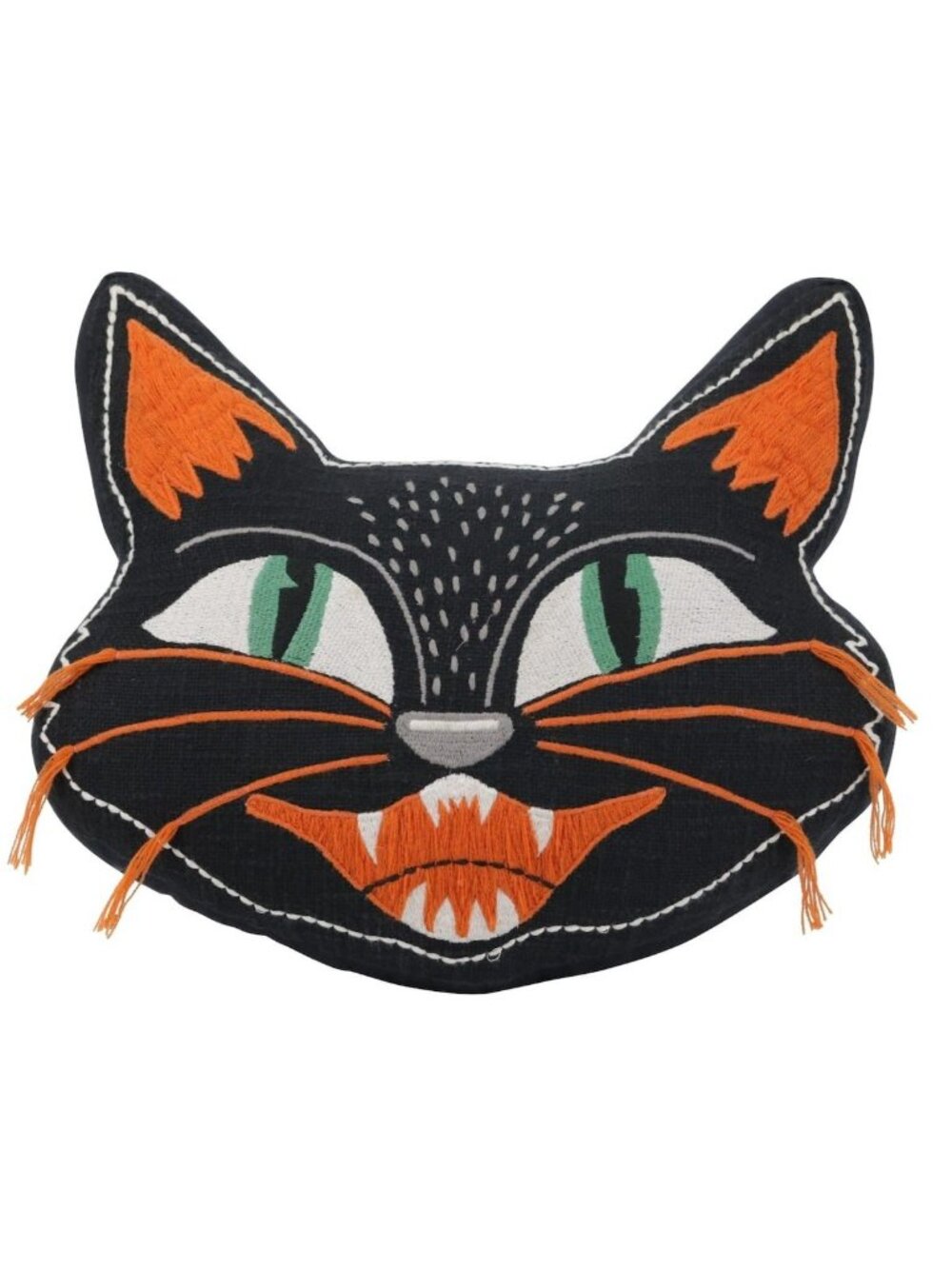 NWT Retro Halloween Black Cat Embroidered Pillow MCM Vintage Michael's Ashland